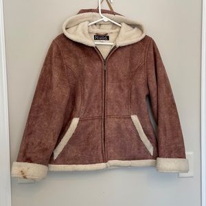 Faux sheep skin hooded jacket